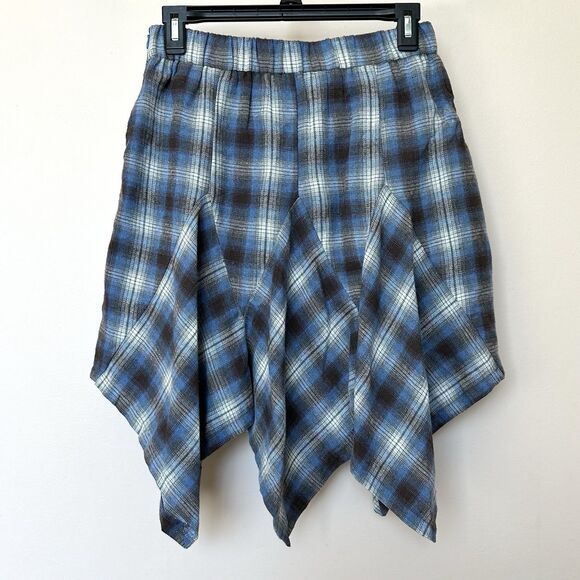 New Collection Skort Med Plaid Handkerchief Hem Side Zip Grunge Academia NWT - Picture 3 of 7